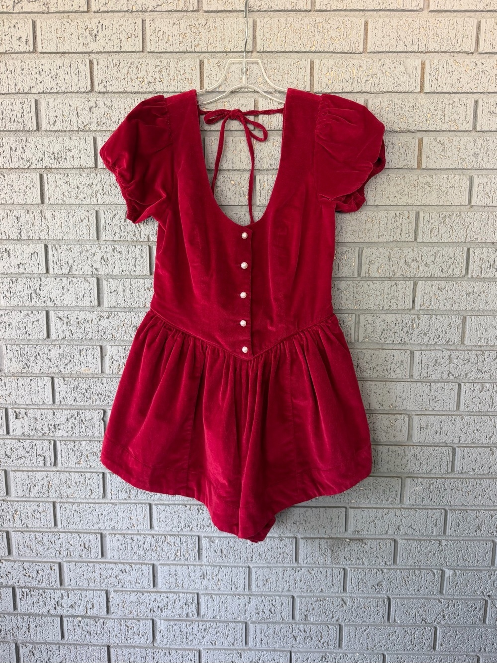 NWT Free People Silver Bells Romper Cherry Red Size Medium - Picture 3 of 5